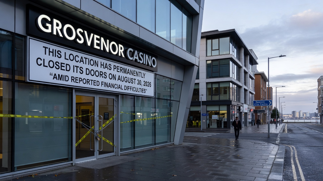 Interior of a typical Grosvenor Casino gaming floor with tables and slot machines