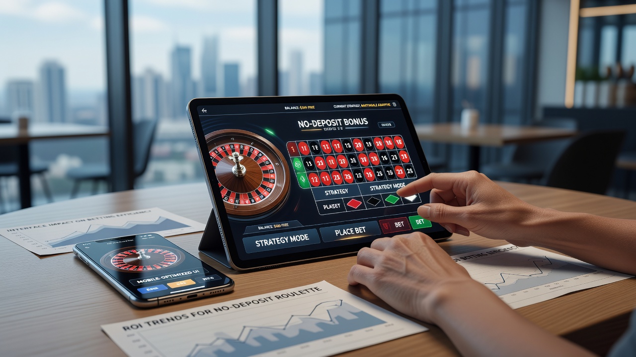 Close-up of mobile roulette wheel with interface overlays highlighting strategy adjustments